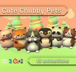Cute Chubby Pets Low-poly 3D model