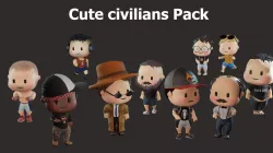 Cute civilian boys pack Low-poly 3D model