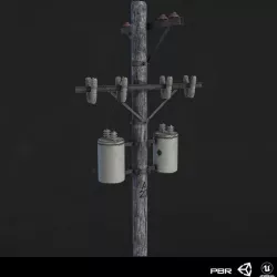 Electric wood pillar Low-poly Game Ready Low-poly 3D model