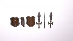 Fantasy Sword And Shield Low-poly 3D model
