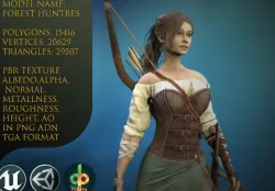 Forest Huntress Low-poly 3D model