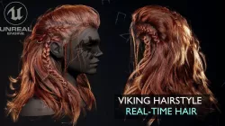 Game Hair Viking Real-Time Hairstyle UE4 Low-poly 3D model