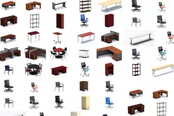 Game Ready PBR Materials Office Furniture  Low-poly 3D model