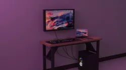 Gaming Room Full PC Set Gaming Keyboard Mouse Monitor Table 3D model