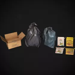Garbage set - trash bags and boxes Low-poly 3D model