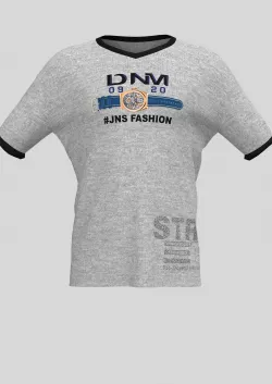 Gray T-shirt With Fancy Watch Print Design 3D model
