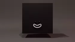 Happy Default Cube Black - Funny Cartoon Style Lowpoly Low-poly 3D model