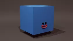 Happy Default Cube Blue - Funny Cartoon Style Lowpoly Low-poly 3D model
