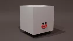 Happy Default Cube - Funny Cartoon Style Lowpoly 3D model