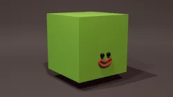 Happy Default Cube Green - Funny Cartoon Style Lowpoly Low-poly 3D model