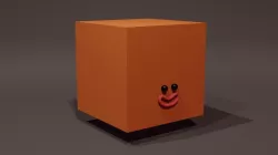 Happy Default Cube Orange - Funny Cartoon Style Lowpoly Low-poly 3D model