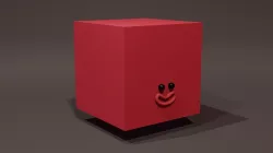 Happy Default Cube Red - Funny Cartoon Style Lowpoly Low-poly 3D model