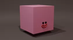 Happy Default Cube Rose - Funny Cartoon Style Lowpoly 3D model