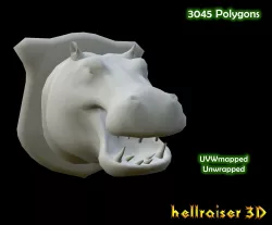 Hippopotamus - Hippo - Head Low-poly 3D model