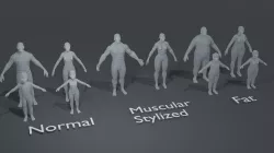 Human Body Base Mesh 10 3D Models Pack Low-poly 3D model