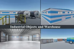 Industrial Objects and Warehouse Low-poly 3D model
