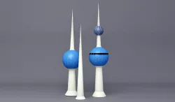 Kuwait Towers Low-poly 3D model