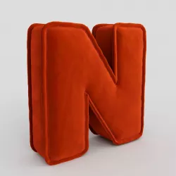 letter N fabric velvet pillow alphabet 3D model
