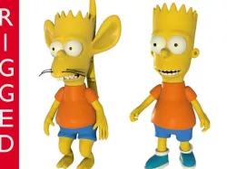 Low-Poly Bart and rat boy 3D rigged characters models cartoon Low-poly 3D model