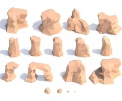 Low-poly Rock Set - Cartoon Desert Rocks Low-poly 3D model