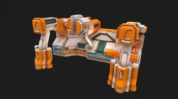 Low poly sci fi laboratory wall structure Low-poly 3D model