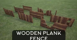 Lowpoly Modular Plank Fence Low-poly 3D model