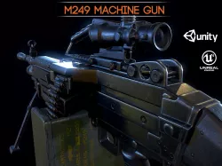 M249 and Acog Scope Light Machine Gun PBR Low-poly 3D model