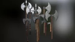 Medieval Weapons Axe Collection-01 Low-poly 3D model