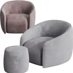 My Home Collection Baloo Armchair and Pouf 3D model