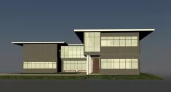 Office building with open green area  entrance 3D model