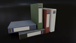 Pack of five old dirty Ring Binder Low-poly 3D model
