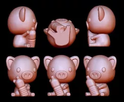 Pig holding a bucket of water 3D model
