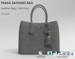 PRADA SAFFIANO LEATHER BAG  50K POLY Low-poly 3D model