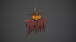 Pumpkin Scarecrow Low-poly 3D model