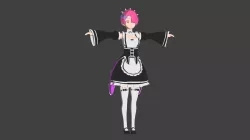 Rezero character Ram ready for game Low-poly 3D model