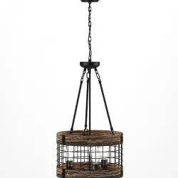 Rustic Wooden Chandelier 02 3D model
