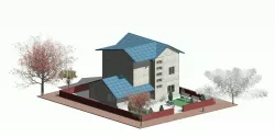 Simple two Floor House model by using a CAD file Low-poly 3D model