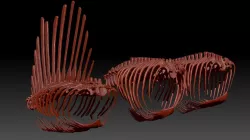 Spinosaurus Tyrannosaurus Giganotosaurus Spine Rib Skeletons Set 3D model
