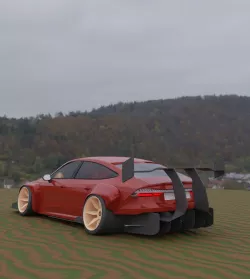 Spoiler and Splitter also side skirt 3D model
