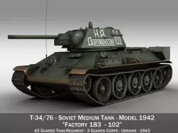 T-34-76 - Model 1942 - Soviet medium tank - 102 3D model