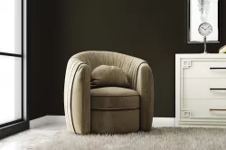 Taupe Pleated Swivel Accent Chair 3D model
