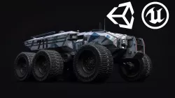Technical Vehicle White Unreal Engine Rigged UE4 8K Textures Low-poly 3D model
