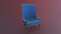Vintage antique armchair low poly pbr  Low-poly 3D model