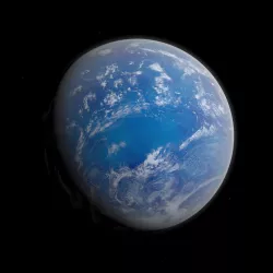 Water Planet with Pole Caps - Alien Planet 8k Low-poly 3D model