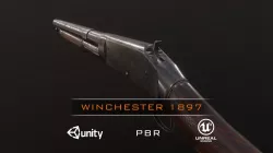 Winchester 1897 shotgun ww2 pbr low-poly Low-poly 3D model