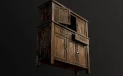 Wooden Chest Of Drawers Low-poly 3D model