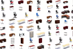 100 Game Ready PBR Office Furniture Items  Low-poly 3D model