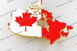 3D map of Canada Map of Canada land border with flag 3D model