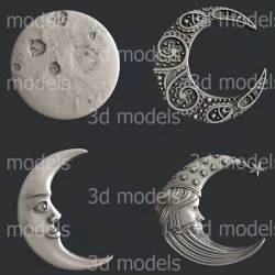3d STL models for CNC router or 3d printer set moon 3D model