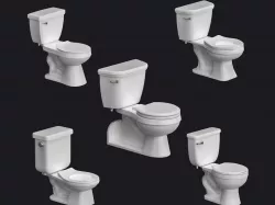 5 Toilet bowls and flash tanks 3D model